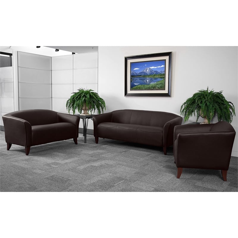 Flash Furniture Hercules Imperial Leather Chair in Brown and Cherry