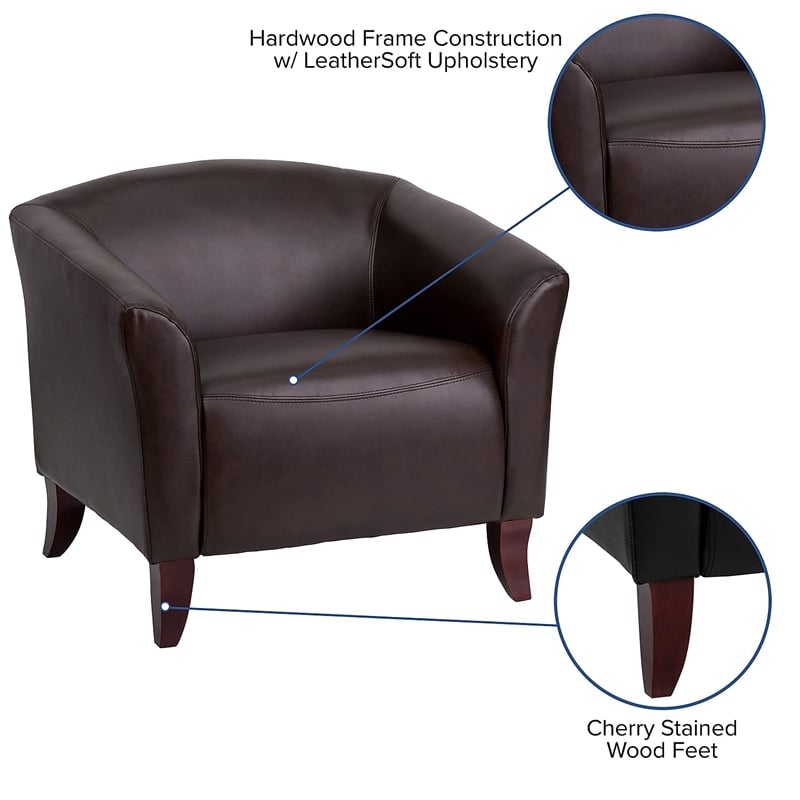 Flash Furniture Hercules Imperial Leather Chair in Brown and Cherry