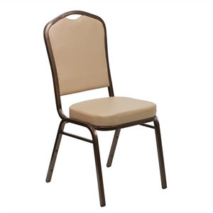 flash furniture hercules faux leather crown back banquet stacking chair with copper vein frame