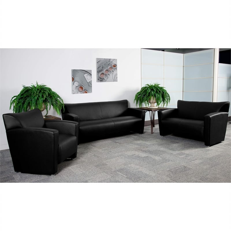 Flash Furniture Hercules Majesty Leather Sofa in Black