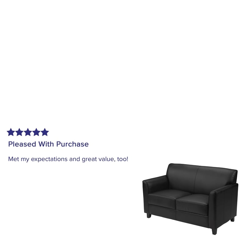Flash Furniture Hercules Diplomat Leather Loveseat in Black