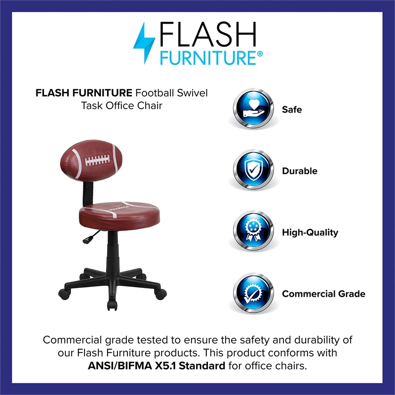 Flash Furniture Football Office Swivel Chair in Brown and Black