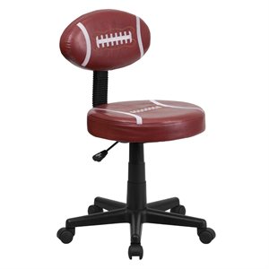 flash furniture football themed faux leather office swivel chair in brown and black