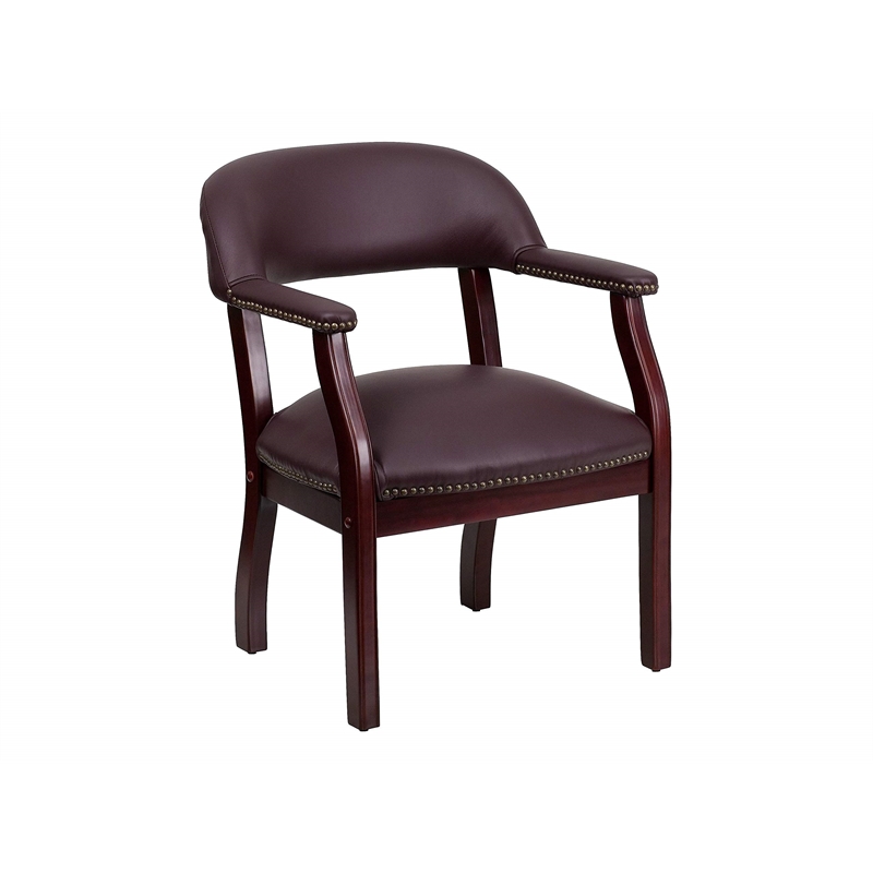 Flash Furniture Leather Conference Guest Chair in Burgundy