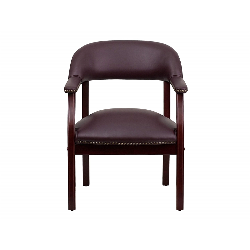 Flash Furniture Leather Conference Guest Chair in Burgundy
