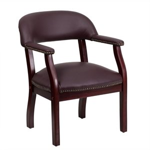 flash furniture elegant faux leather conference guest chair in burgundy