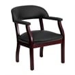 Flash Furniture Leather Conference Guest Chair in Black