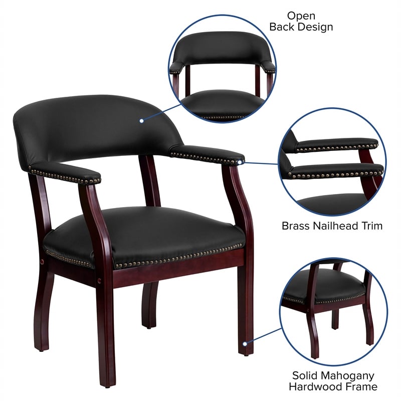 Flash Furniture Leather Conference Guest Chair in Black