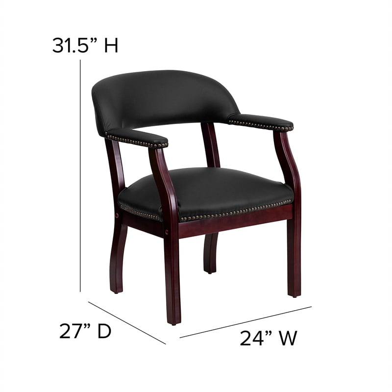 Flash Furniture Leather Conference Guest Chair in Black