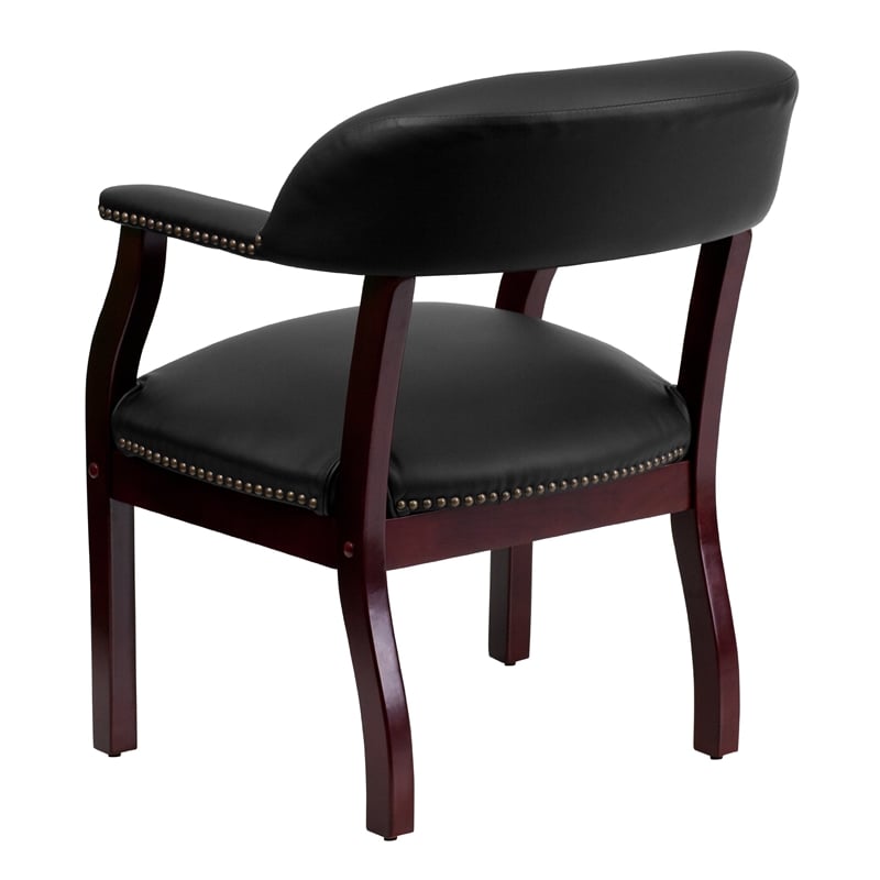 Flash Furniture Leather Conference Guest Chair in Black