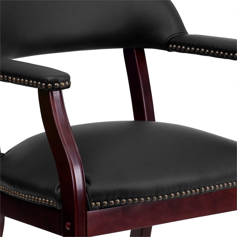 Flash Furniture Leather Conference Guest Chair in Black