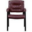 Flash Furniture Leather Guest Chair in Burgundy with Black Frame Finish