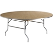 Flash Furniture Round Birchwood Folding Banquet Table in Natural and Silver
