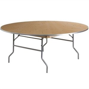 Round Birchwood Folding Banquet Table in Silver