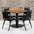 Flash Furniture 36Sq Laminate Table Set-Bnqt In Natural Top Black Vinyl Seat