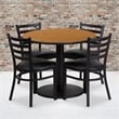Flash Furniture 36Rd Laminate Table Set In Natural Top Black Vinyl Seat