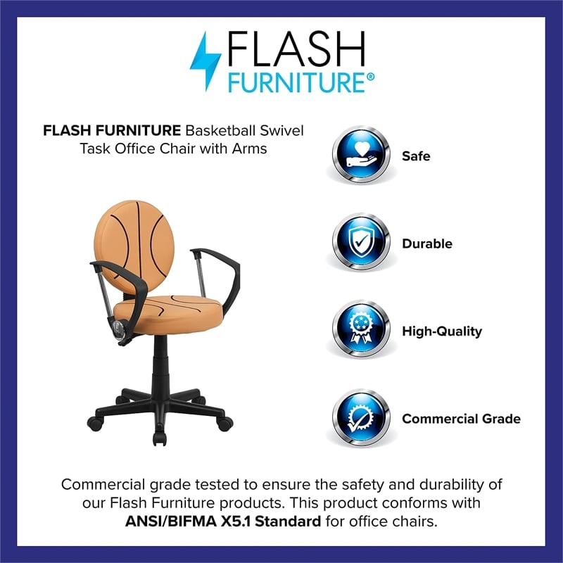 Flash Furniture Basketball Office Swivel Chair in Black and Orange