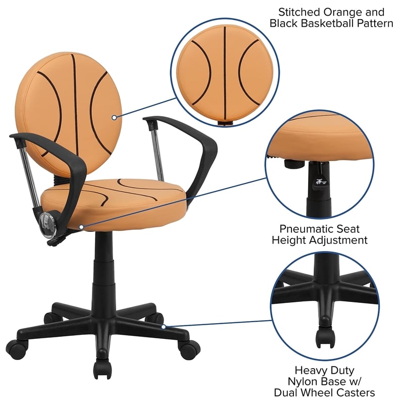 Flash Furniture Basketball Office Swivel Chair in Black and Orange