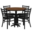 Flash Furniture 36Rd Laminate Table Set In Walnut Top Black Vinyl Seat