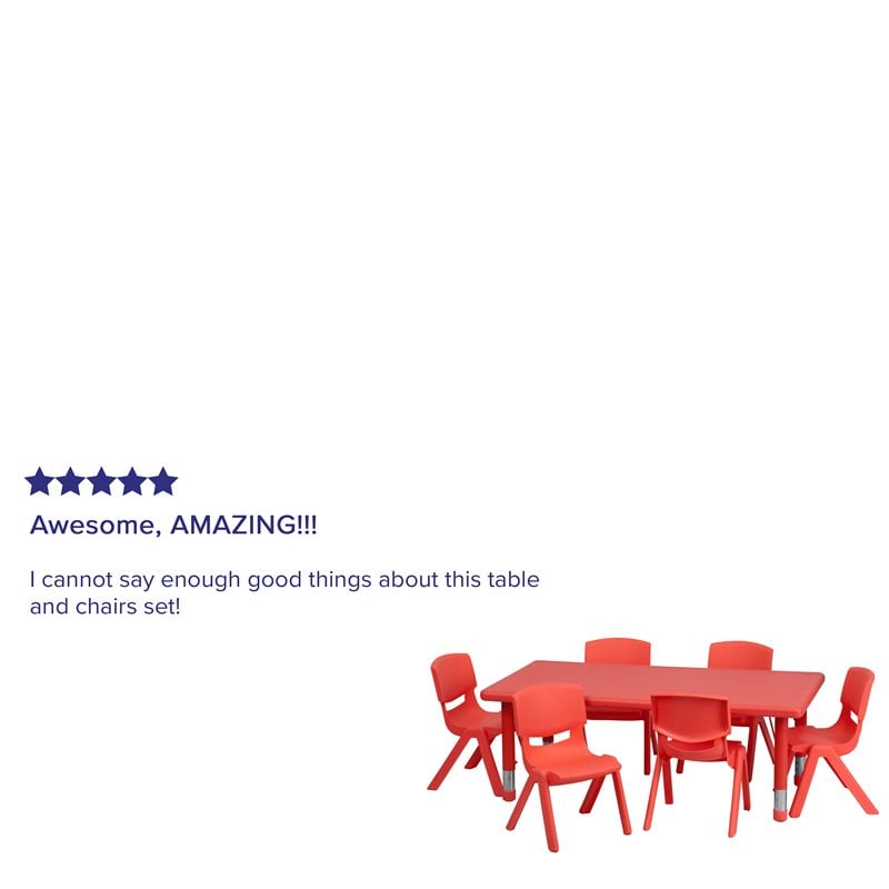 Flash Furniture 7 Piece Rectangular Activity Table Set in Red