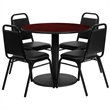 Flash Furniture 36Rd Laminate Table Set-Bnqt In Mahogany Top Black Vinyl Seat