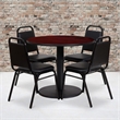 Flash Furniture 36Rd Laminate Table Set-Bnqt In Mahogany Top Black Vinyl Seat