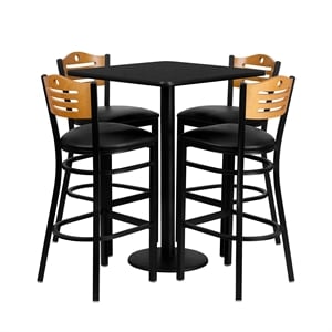 Flash Furniture 30Sq Laminate Bar Table Set In Black