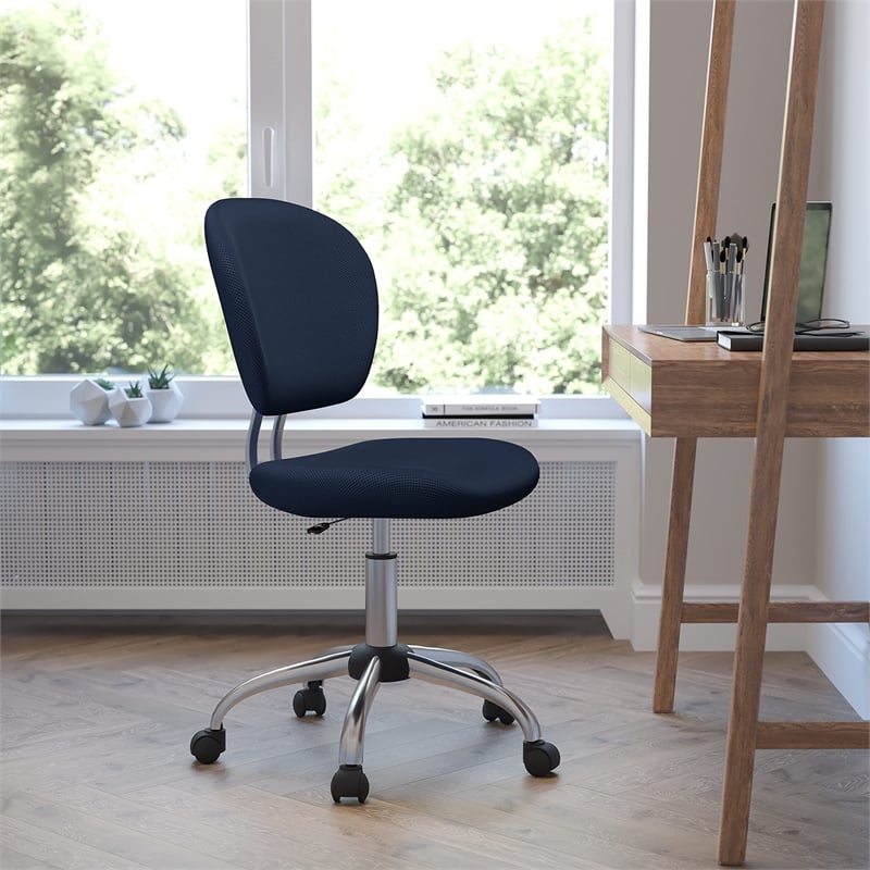 Flash Furniture Mid-Back Mesh Office Swivel Chair in Navy