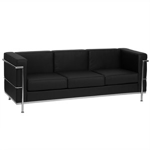 flash furniture hercules regal contemporary leather upholstered reception sofa