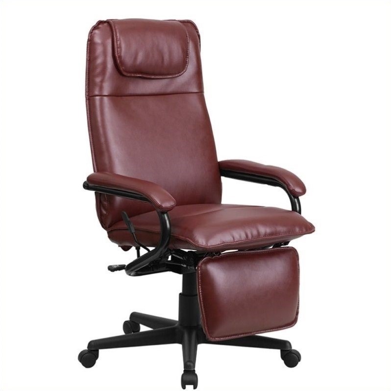 Flash Furniture High Back Leather Reclining Office Chair in Burgundy