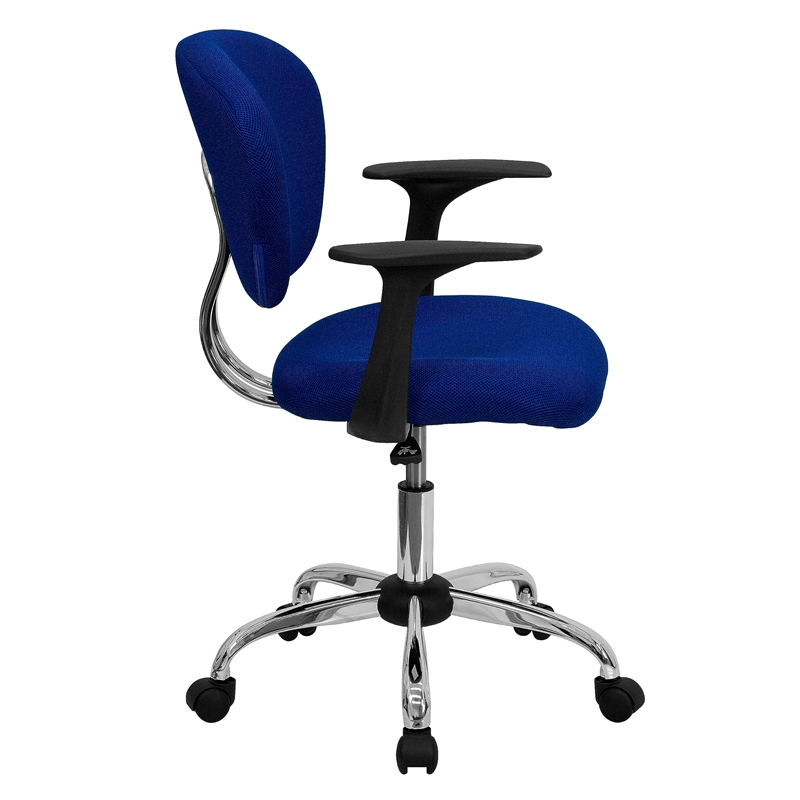 Flash Furniture Mid-Back Mesh Office Swivel Chair with Arms in Blue