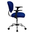 Flash Furniture Mid-Back Mesh Office Swivel Chair with Arms in Blue
