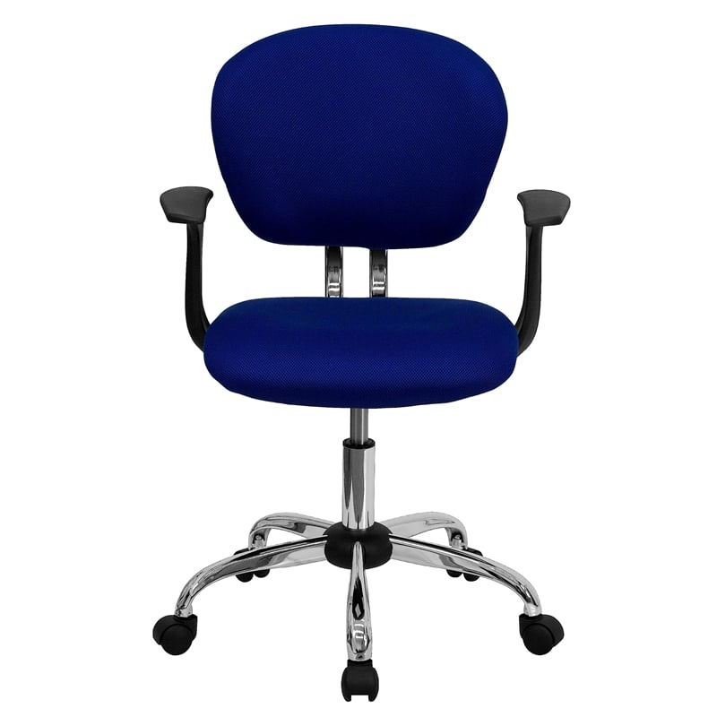 Flash Furniture Mid-Back Mesh Office Swivel Chair with Arms in Blue