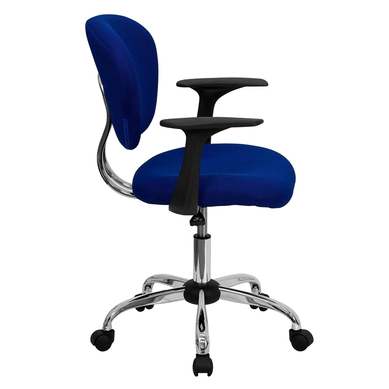 Flash Furniture Mid-Back Mesh Office Swivel Chair with Arms in Blue
