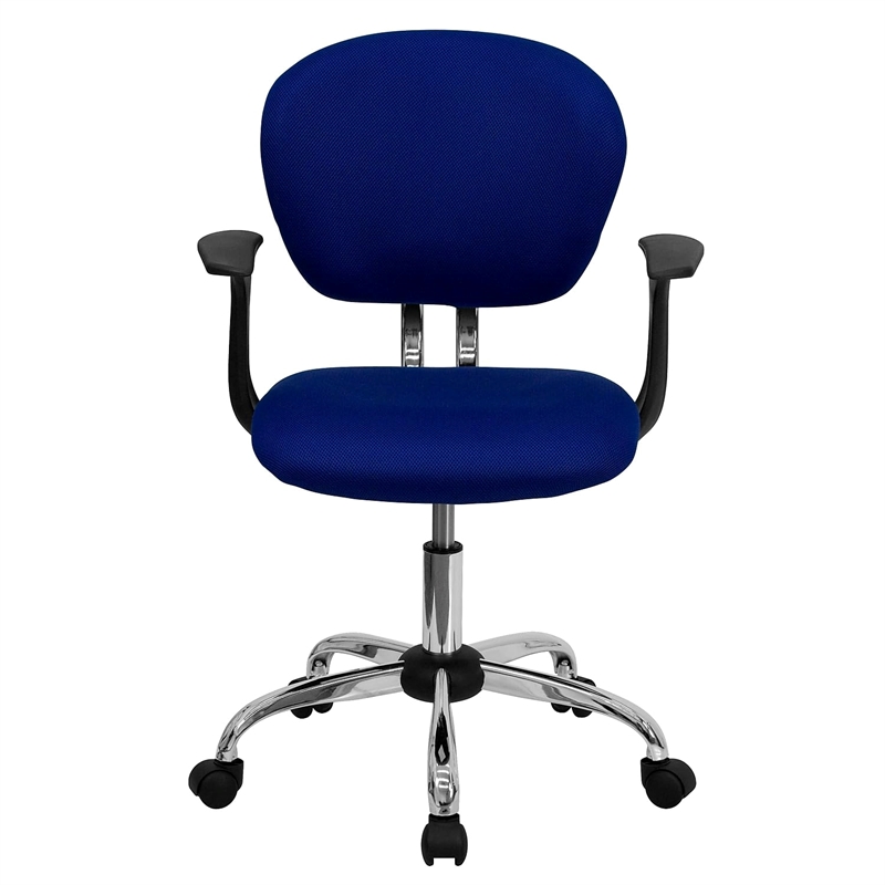 Flash Furniture Mid-Back Mesh Office Swivel Chair with Arms in Blue