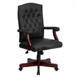 Flash Furniture Martha Washington Leather Swivel Office Chair in Black