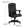 Flash Furniture Martha Washington Leather Swivel Office Chair in Black