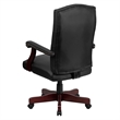 Flash Furniture Martha Washington Leather Swivel Office Chair in Black