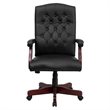 Flash Furniture Martha Washington Leather Swivel Office Chair in Black