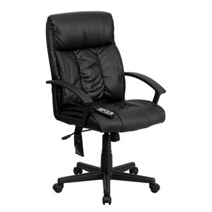 flash furniture high back massaging leather office chair in black