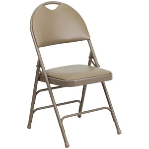 flash furniture hercules ultra premium faux leather padded metal triple braced folding chair