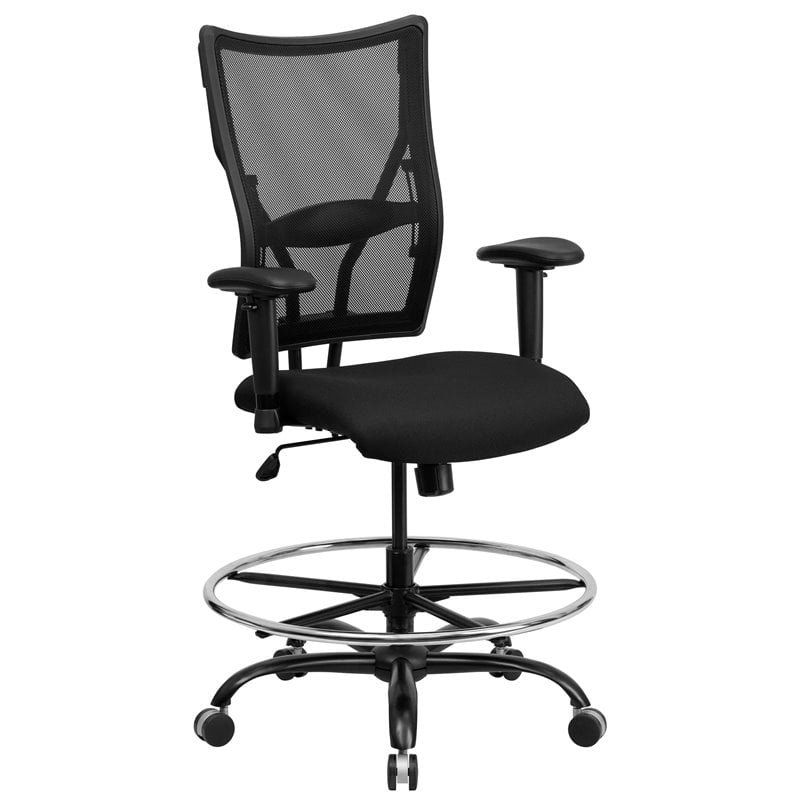 Flash Furniture Hercules Mesh Drafting Chair with Arms in Black