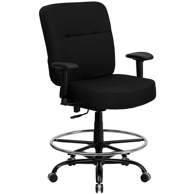 Flash Furniture Hercules Fabric Drafting Chair with Arms in Black