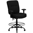 Flash Furniture Hercules Fabric Drafting Chair with Arms in Black