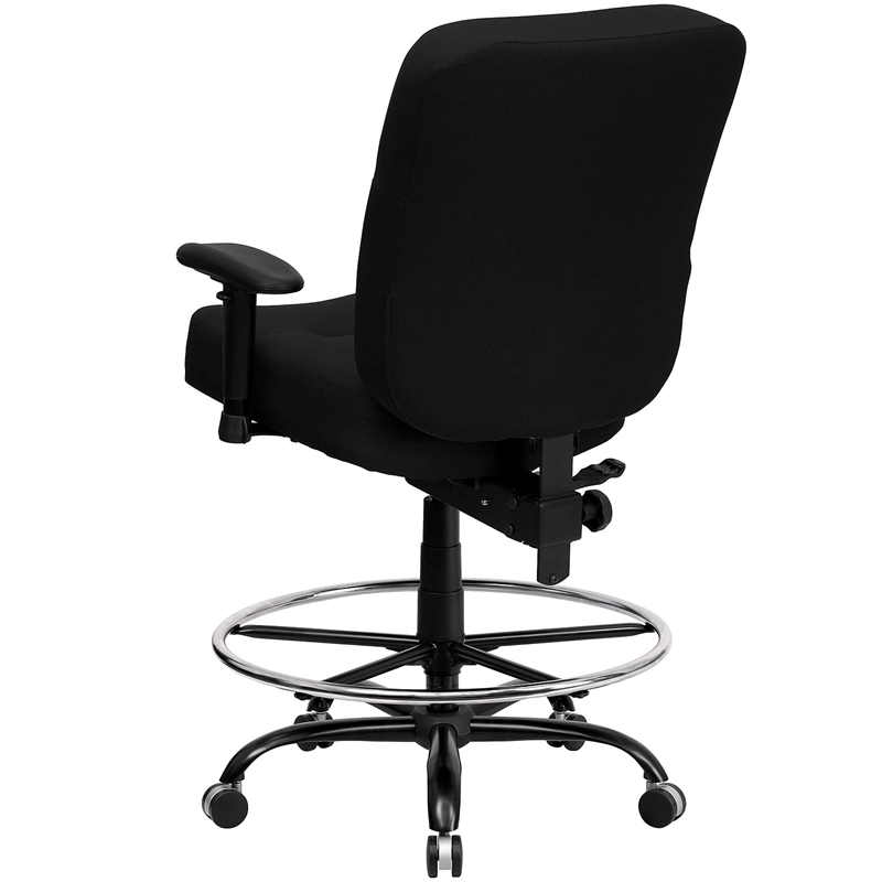 Flash Furniture Hercules Fabric Drafting Chair with Arms in Black