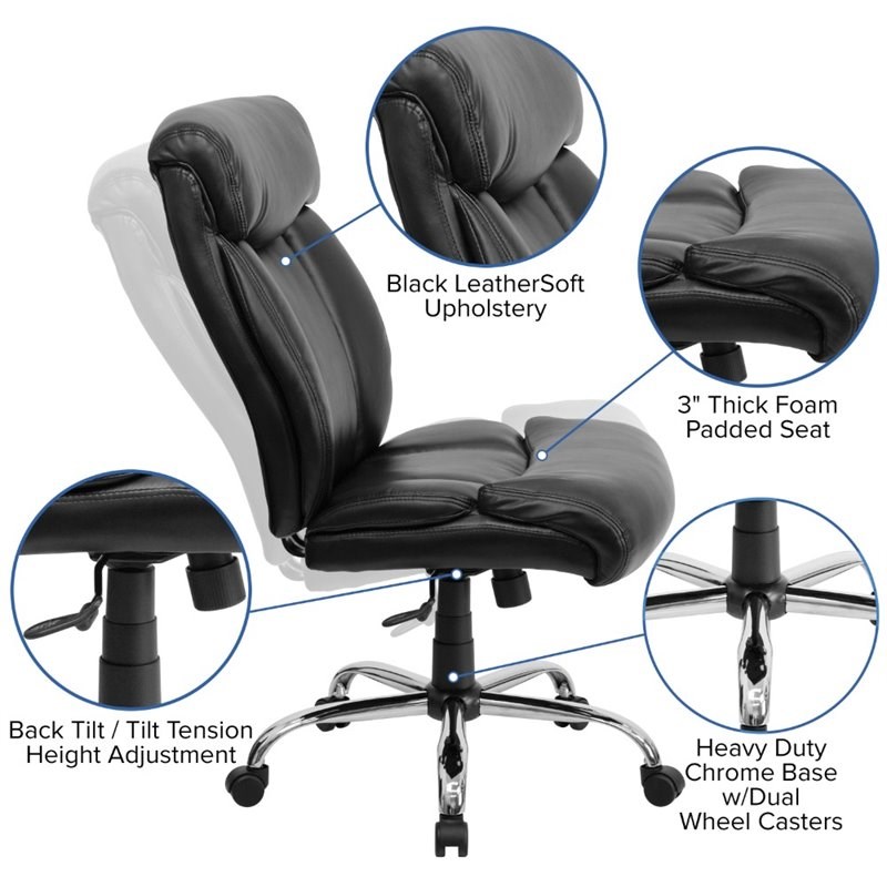 Flash Furniture Hercules Leather Office Chair in Black