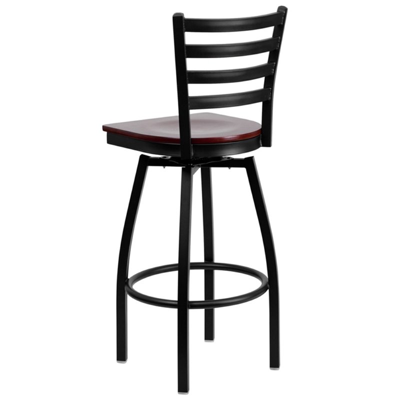 Cherry Wood Barstool Flash Furniture 30'' High Swivel Seat with Black Leather