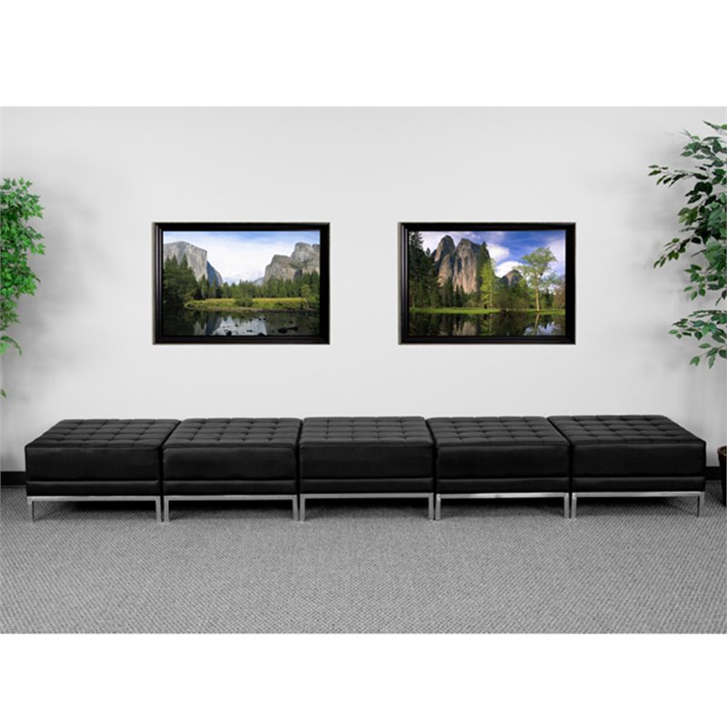 Flash Furniture Black LeatherSoft Backless Five Seat Bench