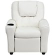 Flash Furniture Vinyl Recliner with Cup Holder and Headrest in White