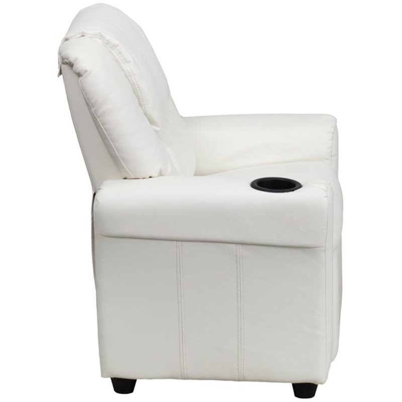 Flash Furniture Vinyl Recliner with Cup Holder and Headrest in White